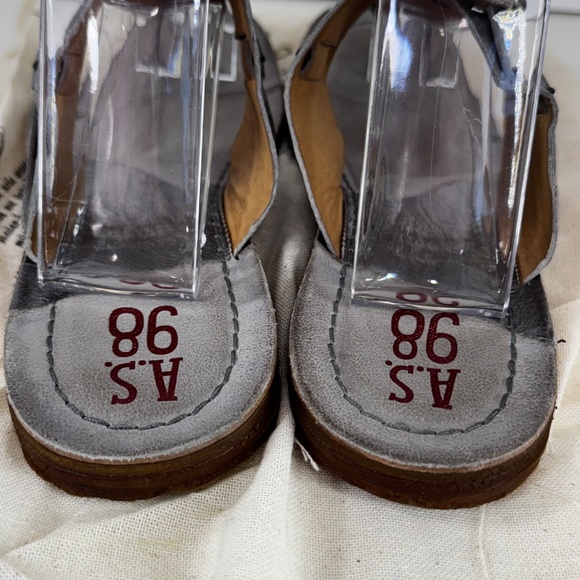 A.S.98 Italian Leather Sandals – Metallic Silver Buckle Thong – Rare - Picture 4 of 15